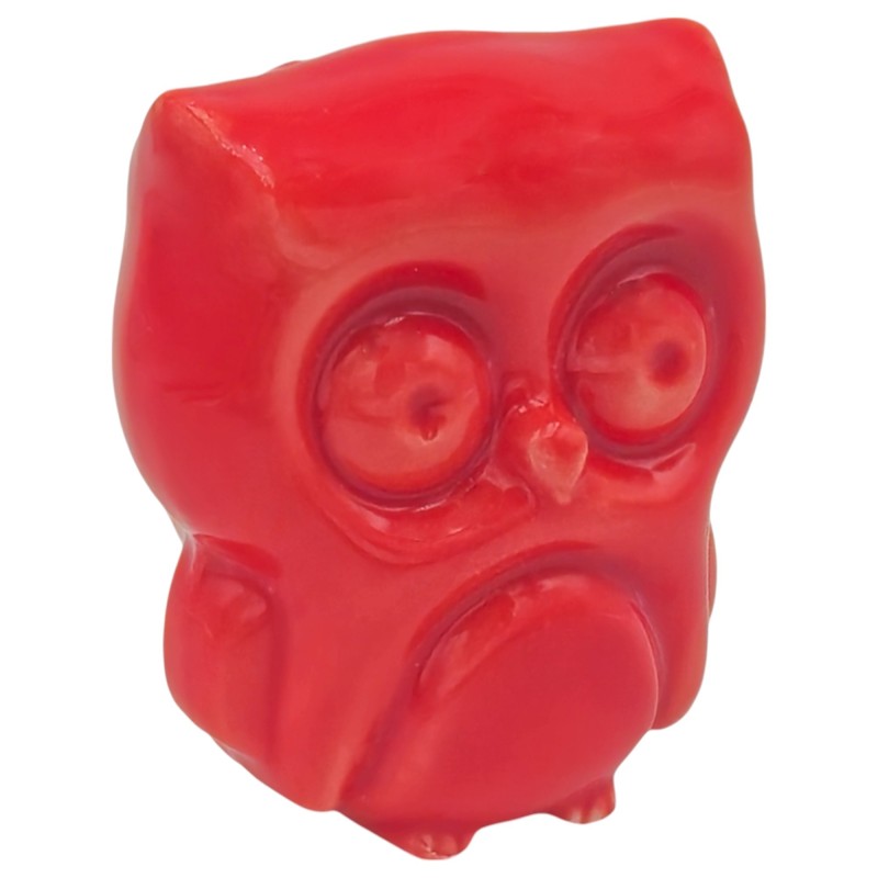 Gufo Rosso Corallo in Ceramica con Calamita (5,5cm) Gufo Rosso Corallo in Ceramica con Calamita (5,5cm)