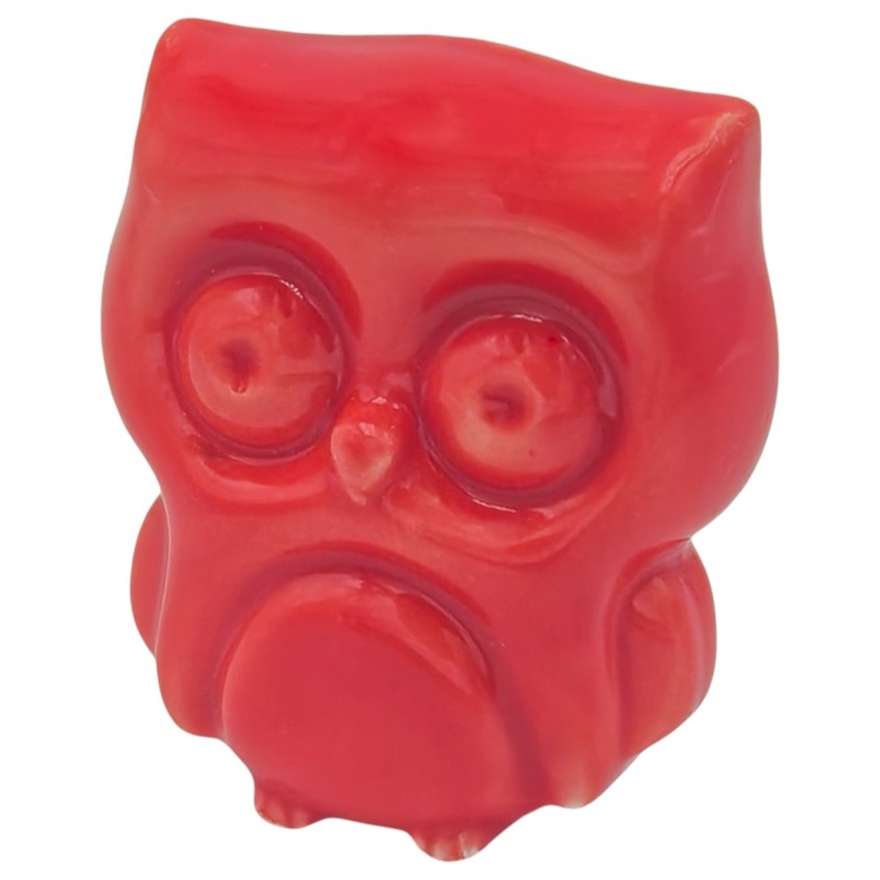 Gufo Rosso Corallo in Ceramica con Calamita (5,5cm) Gufo Rosso Corallo in Ceramica con Calamita (5,5cm)
