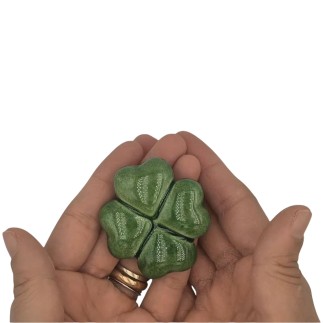 Quadrifoglio Verde Oliva in Ceramica con Calamita (5cm)