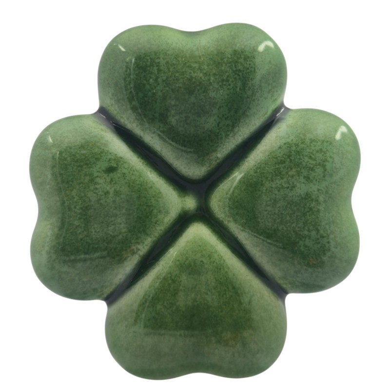 Quadrifoglio Verde Oliva in Ceramica con Calamita (5cm)