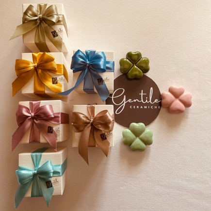 Ceramic Pink Four-Leaf Clover with Magnet (5.0cm)