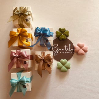 Quadrifoglio Rosa in Ceramica con Calamita (5cm)