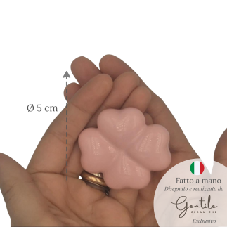Quadrifoglio Rosa in Ceramica con Calamita (5cm)