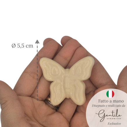 Farfalla Crema in Ceramica con Calamita (5,5cm)