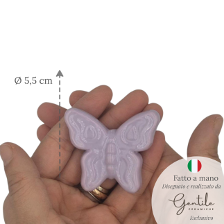 Farfalla Viola Lilla in Ceramica con Calamita (5,5cm)