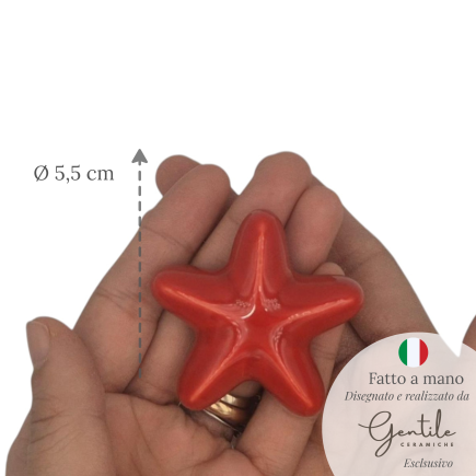 Stella Marina Rossa in Ceramica con Calamita (5,5cm)
