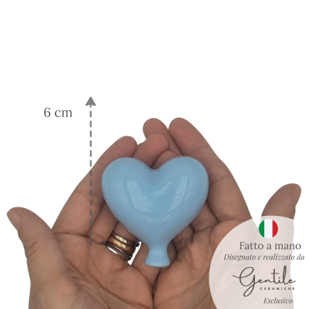 Palloncino Cuore Celeste in Ceramica da appendere (6cm)