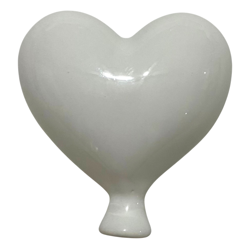 White ceramic balloon heart – hanging  (6 cm)
