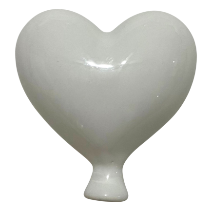 White ceramic balloon heart – hanging  (6cm) – Handmade Favor