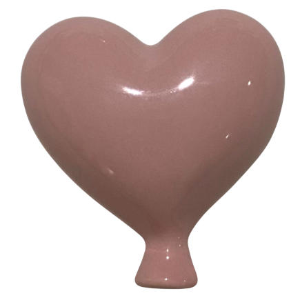 Pink ceramic balloon heart – hanging  (6cm) – Handmade Favor