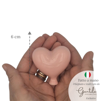 Peachy Pink ceramic balloon heart – hanging  (6cm) – Handmade Favor