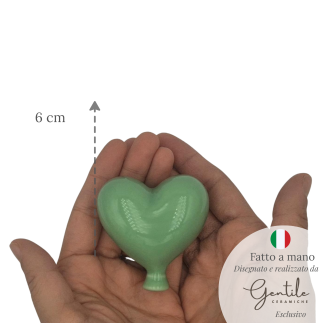 Palloncino Cuore Verde Salvia in Ceramica da appendere (6cm)