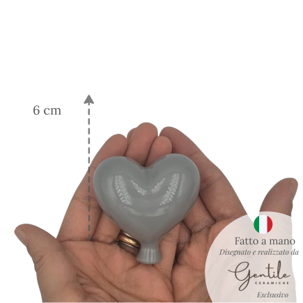 Palloncino Cuore Grigio in Ceramica da appendere (6cm)