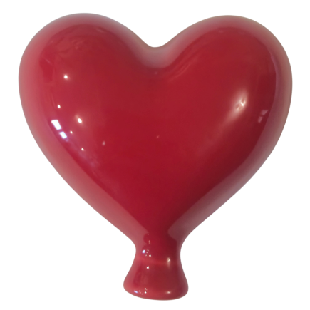 Red ceramic balloon heart – hanging  (6cm) – Handmade Favor