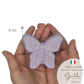 Farfalla Viola Lilla in Ceramica da appoggio (8cm)