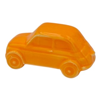 Macchinina 500 Arancione Brillante in Ceramica con Calamita (5cm)