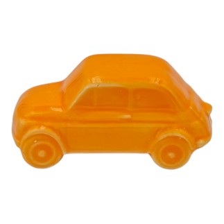 Macchinina 500 Arancione Brillante in Ceramica con Calamita (5cm)