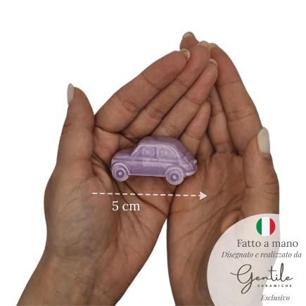 Macchinina 500 Viola Glicine in Ceramica con Calamita (5cm)