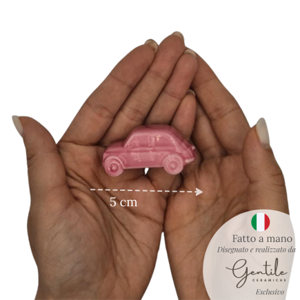 Macchinina 500 Fucsia in Ceramica con Calamita (5cm)