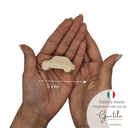 Macchinina 500 Crema in Ceramica con Calamita (5cm)