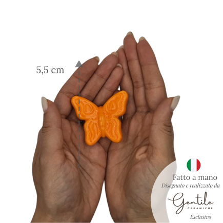 Farfalla Arancione Brillante in Ceramica con Calamita (5,5cm)