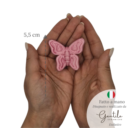 Farfalla Fucsia in Ceramica con Calamita (5,5cm)