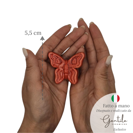 Farfalla Rossa in Ceramica con Calamita (5,5cm)