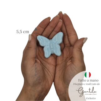 Farfalla Celeste in Ceramica con Calamita (5,5cm)