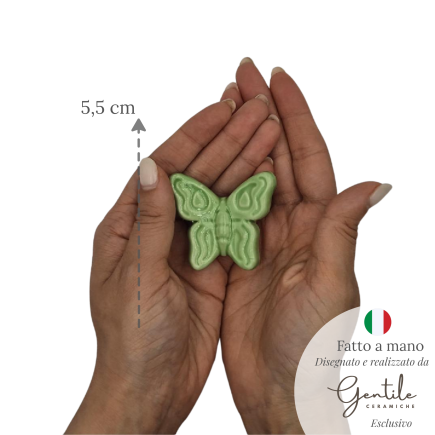 Farfalla Verde Mela in Ceramica con Calamita (5,5cm)