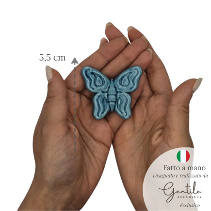 Farfalla Blu Cobalto in Ceramica con Calamita (5,5cm)