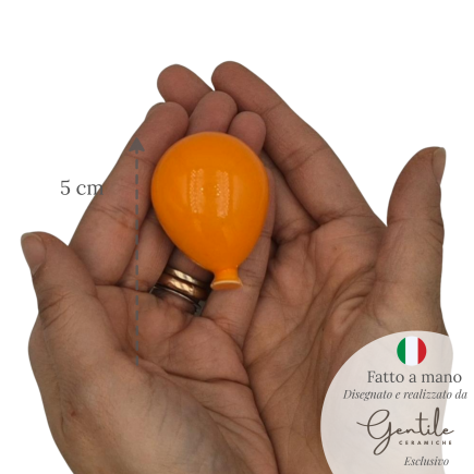 Palloncino Arancione Brillante in Ceramica con Calamita (5cm)