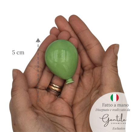 Palloncino Verde Mela in Ceramica con Calamita (5cm)