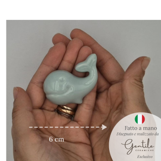 Balena Acquamarina in Ceramica con Calamita (6cm)