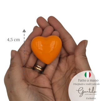 Cuore Arancione Brillante in Ceramica con Calamita (4,5cm)