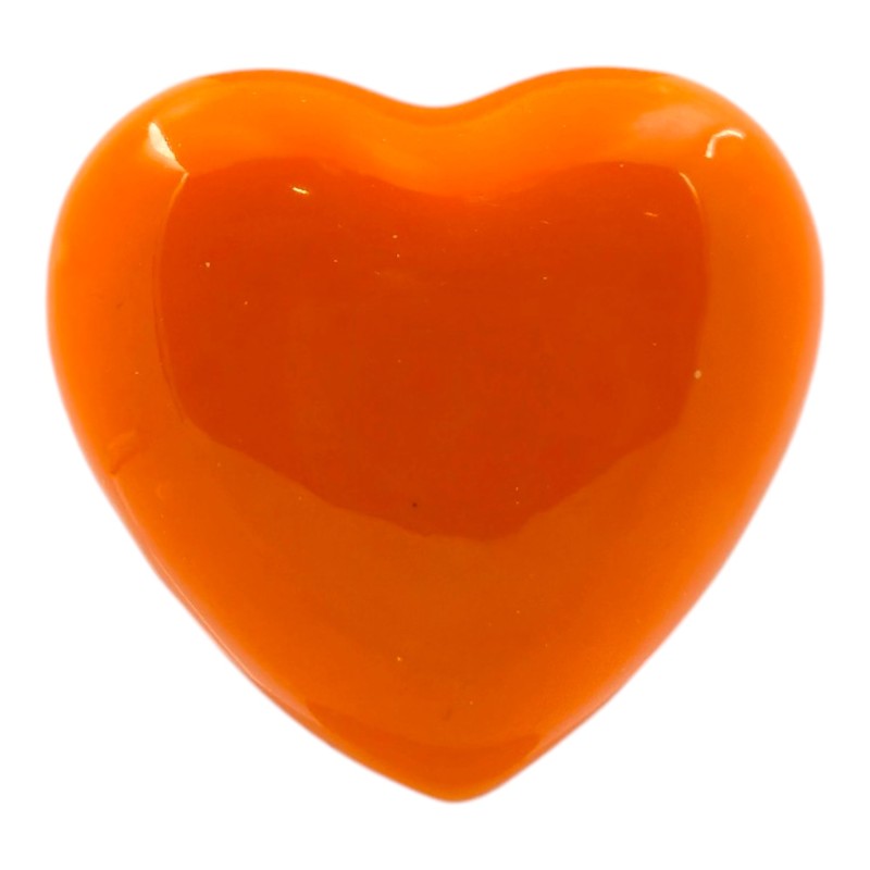 Cuore Arancione Brillante in Ceramica con Calamita (4,5cm)