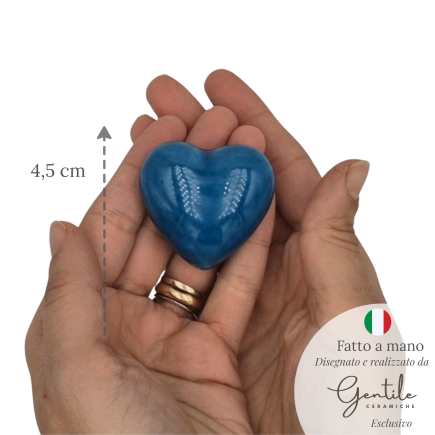Cuore Blu Cobalto in Ceramica con Calamita (4,5cm)