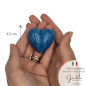 Cuore Blu Cobalto in Ceramica con Calamita (4,5cm)