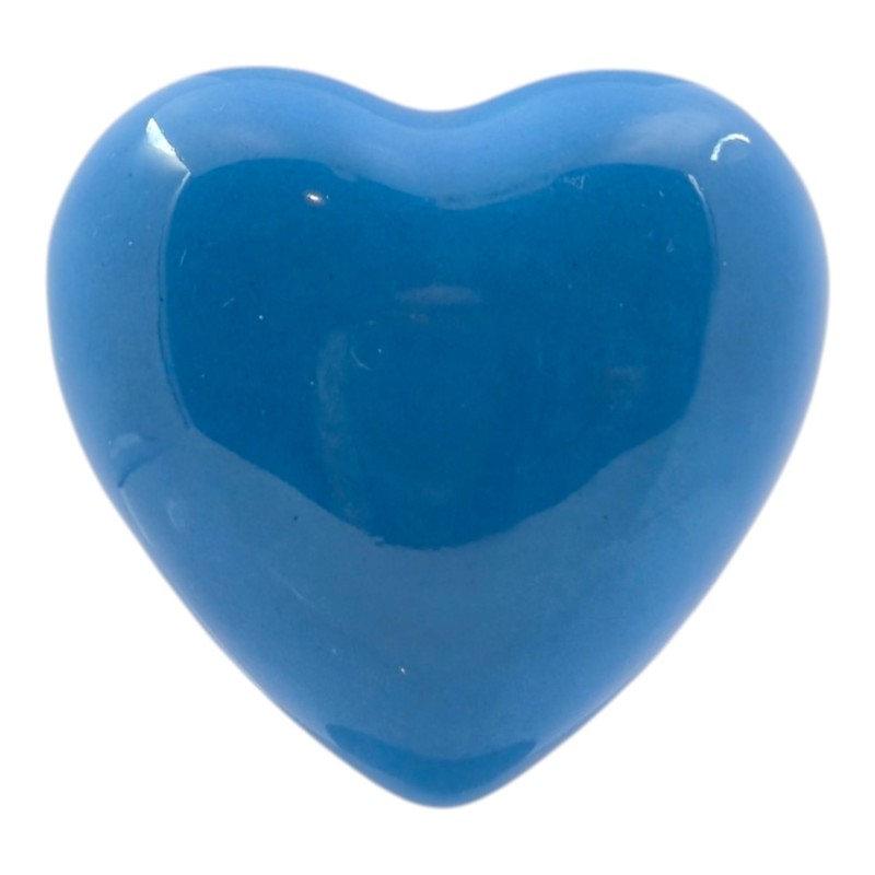 Cuore Blu Cobalto Chiaro in Ceramica con Calamita (4,5cm)