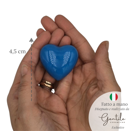Ceramic Light Cobalt Blue Heart with Magnet (4.5cm)