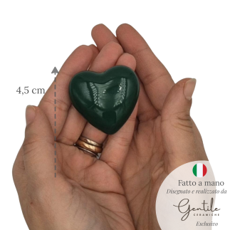 Cuore Verde Scuro in Ceramica con Calamita (4,5cm)