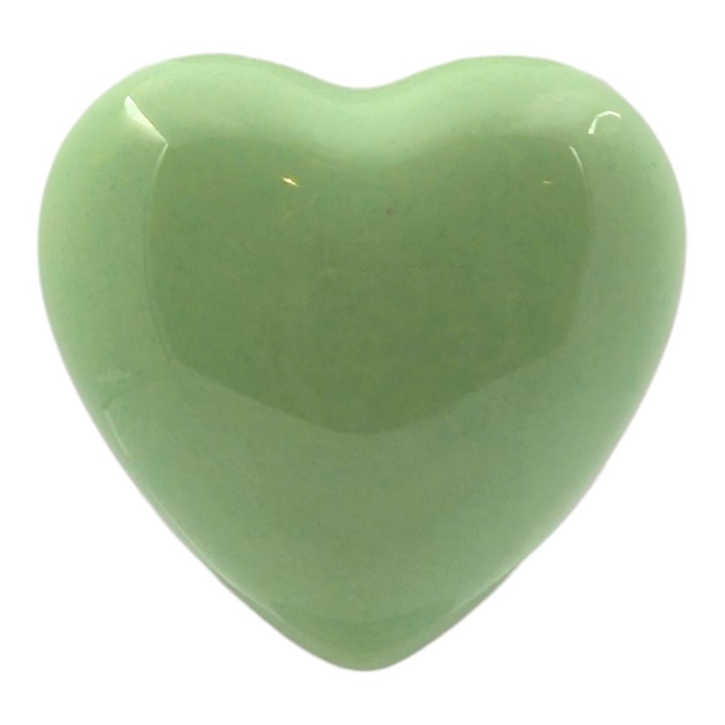Cuore Verde Chiaro in Ceramica con Calamita (4.5cm) Cuore Verde Chiaro in Ceramica con Calamita (4.5cm)