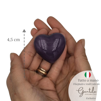 Ceramic Purple Lavender Heart with Magnet (4.5cm)