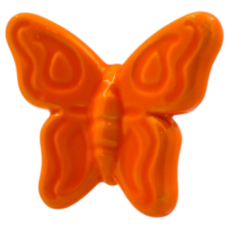 Farfalla Arancione Brillante in Ceramica con Calamita (5,5cm)