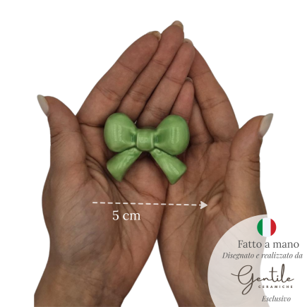 Fiocchetto Verde Mela in Ceramica con Calamita (5cm)