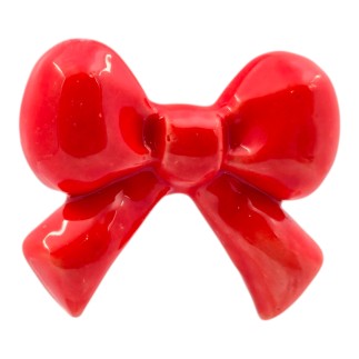 Fiocchetto Rosso Corallo in Ceramica con Calamita (5cm)