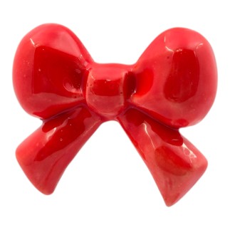 Fiocchetto Rosso Corallo in Ceramica con Calamita (5cm)
