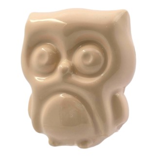 Gufo Crema in Ceramica con Calamita (5,5cm)