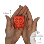 Gufo Rosso Corallo in Ceramica con Calamita (5,5cm)