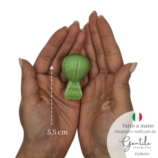 Mongolfiera Verde Mela in Ceramica con Calamita (5,5cm)