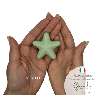 Stella Marina Verde Chiaro in Ceramica con Calamita (5,5cm)